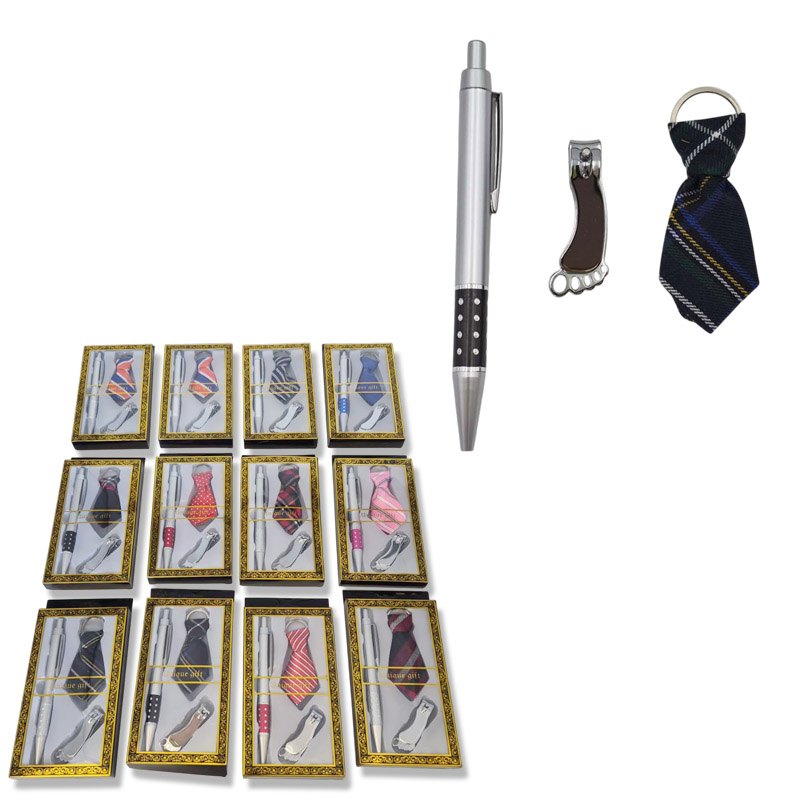 Gift Set Mini Tie Keyring + Pen + Nailclipper