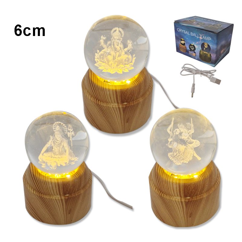 Crystal Ball 6cm USB Rotation Std Indian Gods