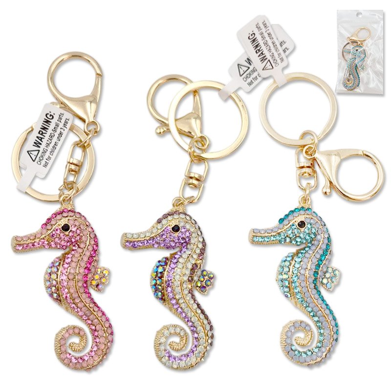 Keyring Diamante Seahorse Assorted Colours