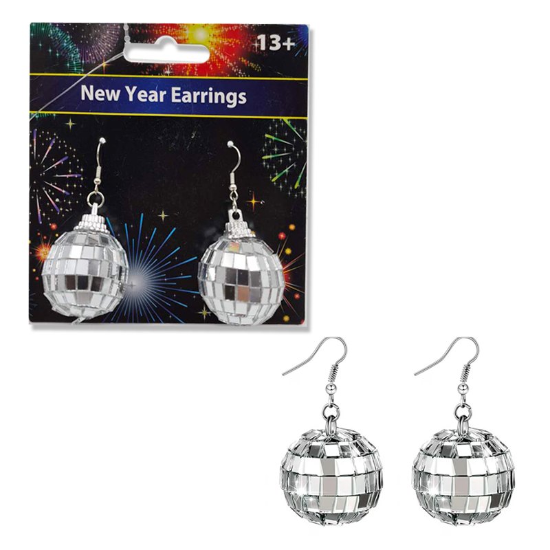 Disco Ball Earrings, 2.7cm Dia. Tie on the Card