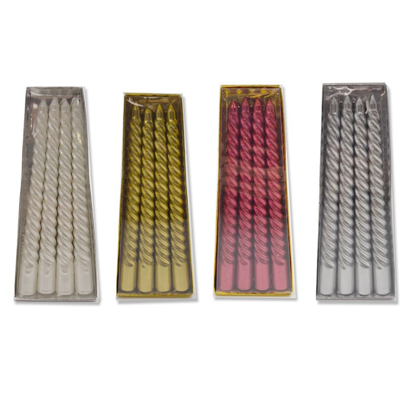 Candles Taper 4pk 2x20cm Assorted Colours