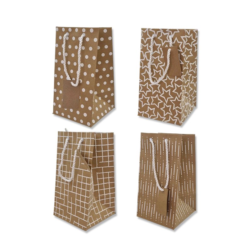 Gift Bag Kraft Paper with Pattern 10.5x10.5x18cm 4A