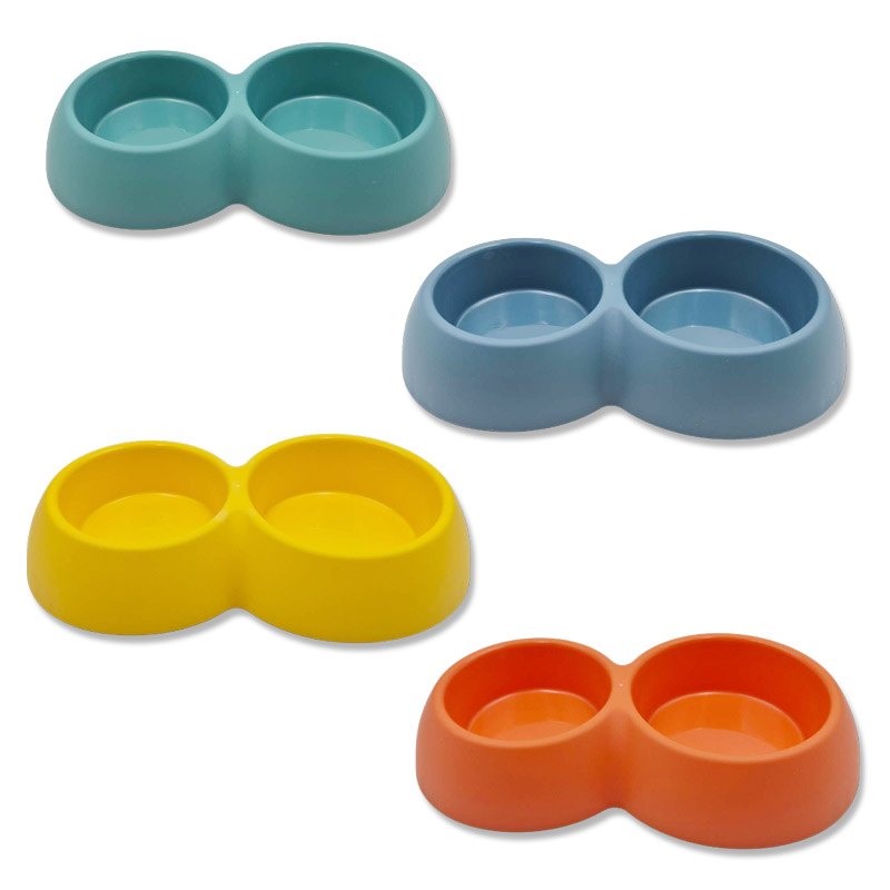 Pet Bowl Twin 31x18.5x5.8cm Assorted Colours