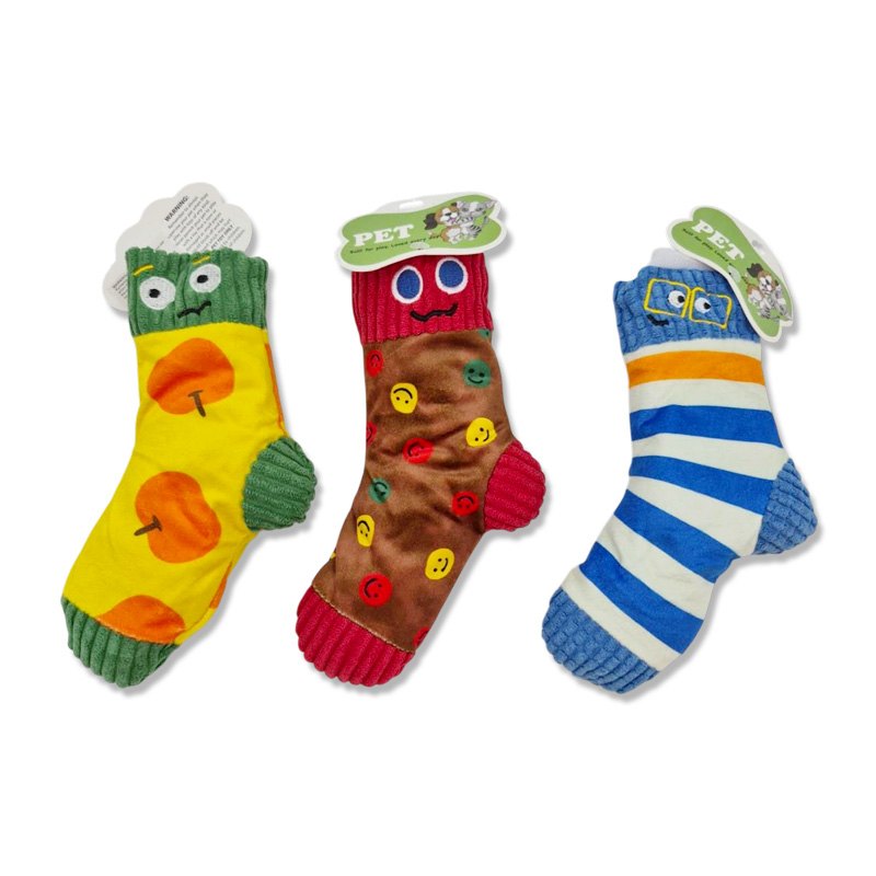 Pet Toy Noisy Socks Assorted Colours
