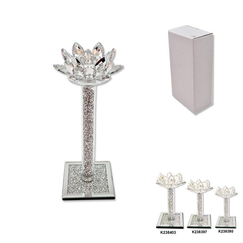 Crystal Lotus Candle Holder 10x21cm
