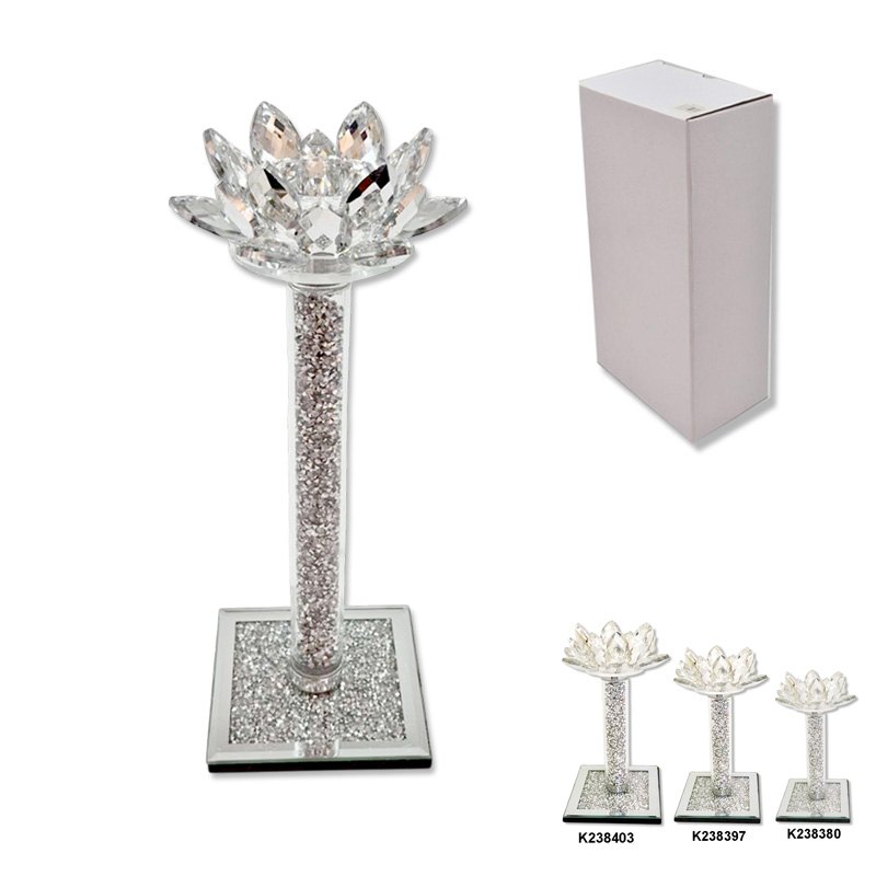 Crystal Lotus Candle Holder 10x26cm