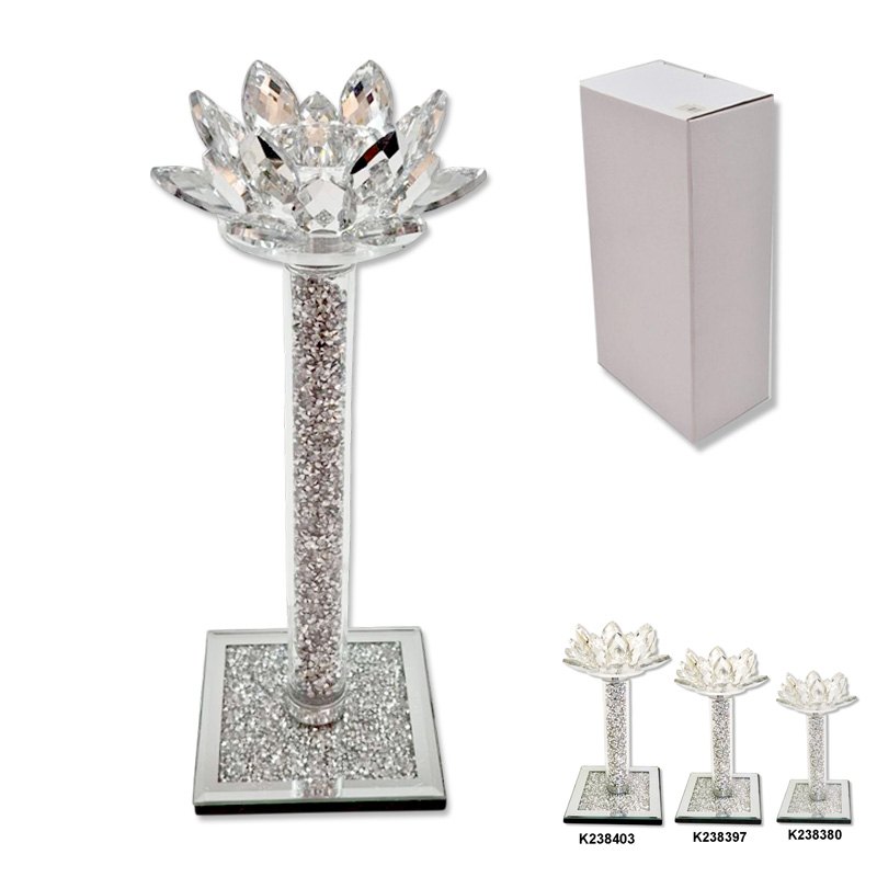 Crystal Lotus Candle Holder 10x31cm
