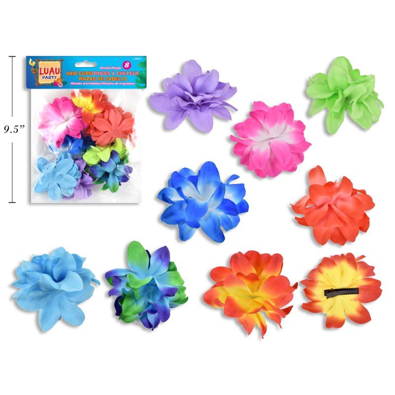 Hawaii Orchid Petals Hair Clip 8pk