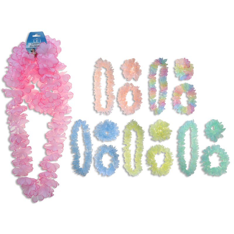 Hawaii Luau Hibiscus Leis & Headband Assorted Colours