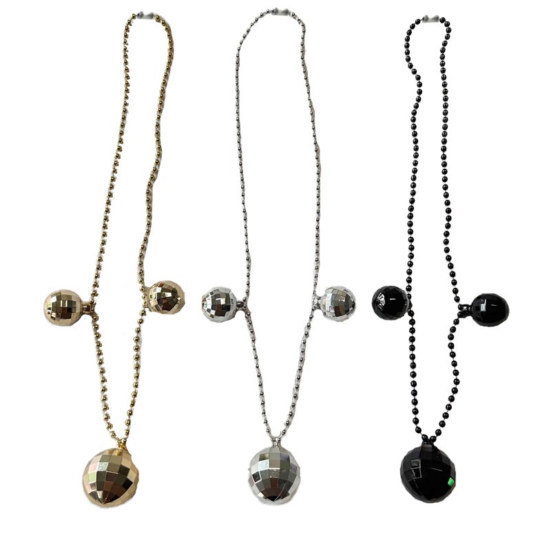 New Year Disco Ball Necklace Assorted Colours 4mm Beads 2.5cm/3.5cm Ball