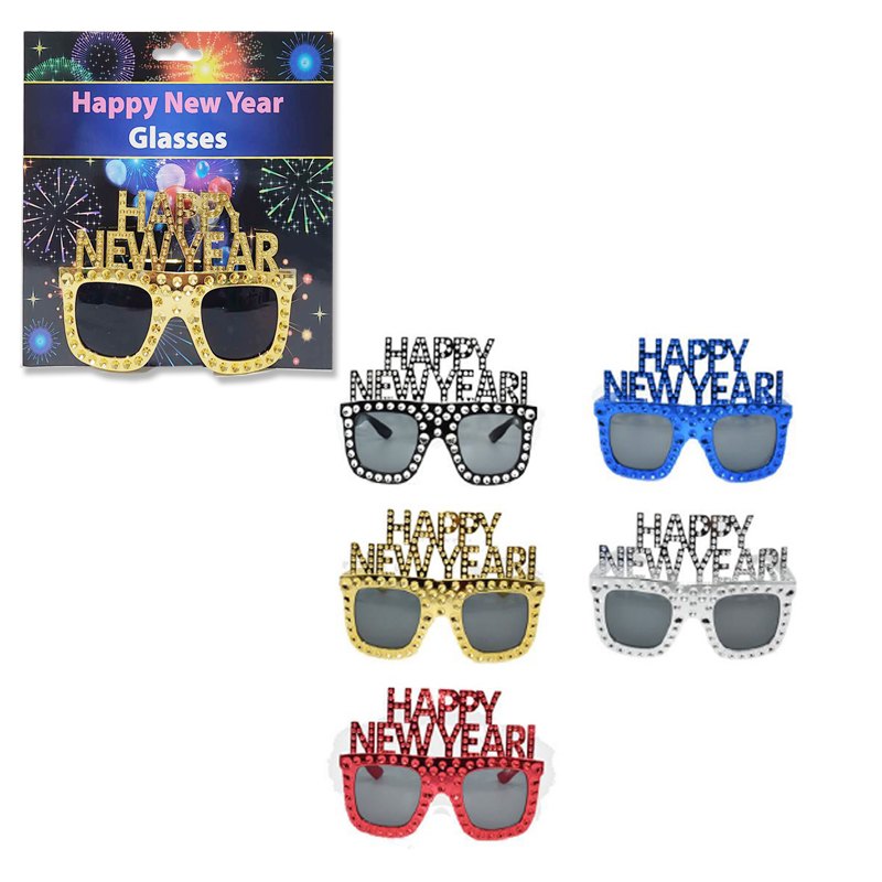 New Year Glasses 14.5x10cm 5 Assorted