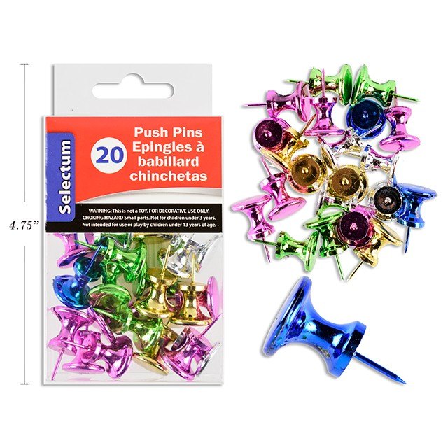 Push Pins 20pc Jumbo Size Metallic