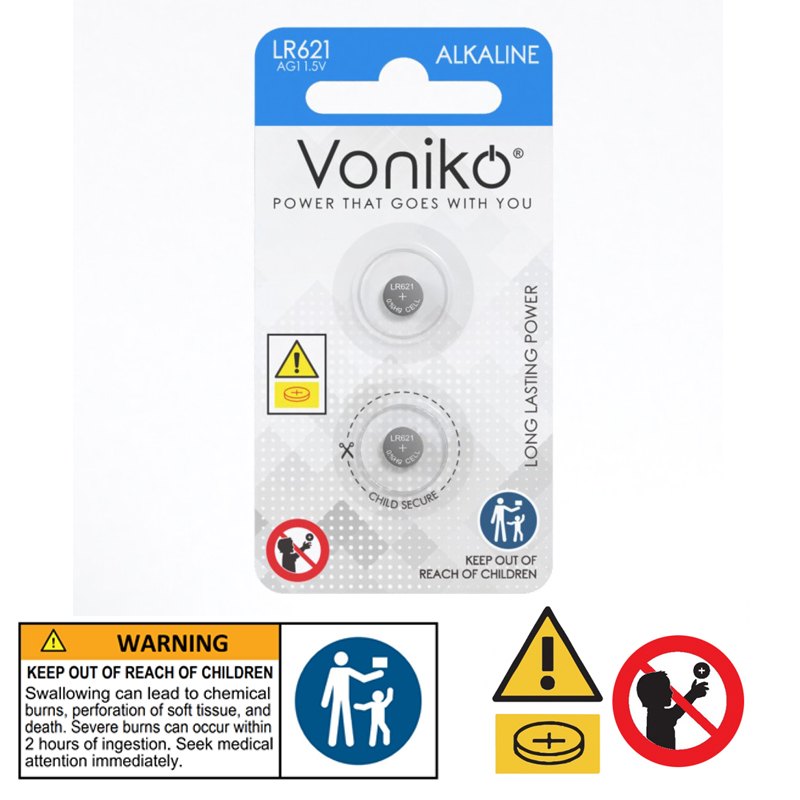 Voniko Alkaline Button Battery AG1 2pc