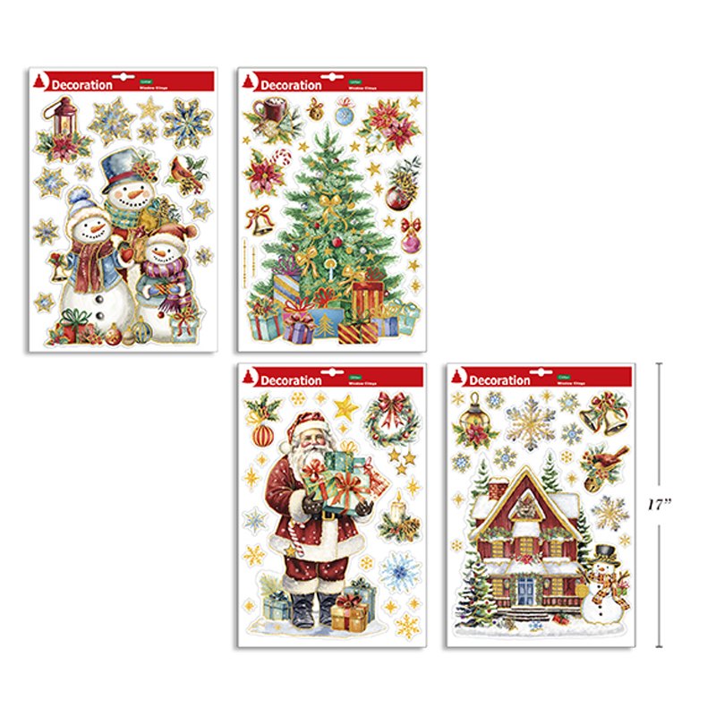 Christmas Sticker Glitter 4 Assorted 28x41cm