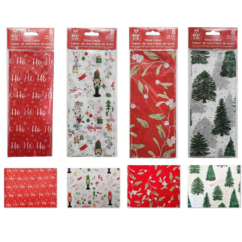 Christmas Tissue Paper 8SHEETS 50.8x50.8cm 10 Assorted