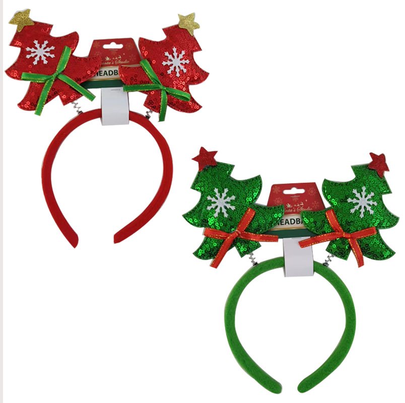 Christmas Headband Tree Shaped Bopper Red&green Sequin