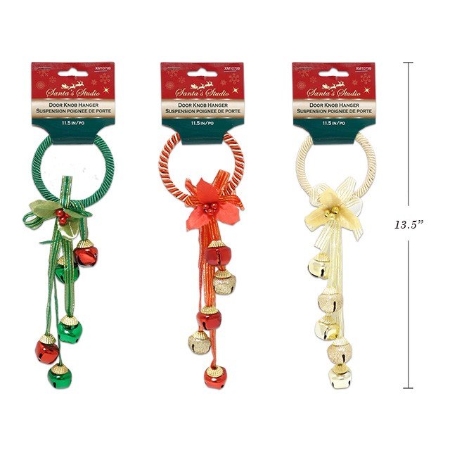 Christmas Bell Door Knob Hanger 29cm 3 Assorted