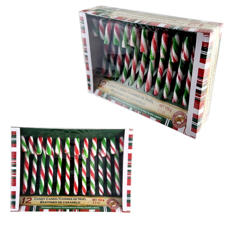 Christmas Lolly Candy Canes 12pk 10g 2 Assorted Colors Pdq Peppermint