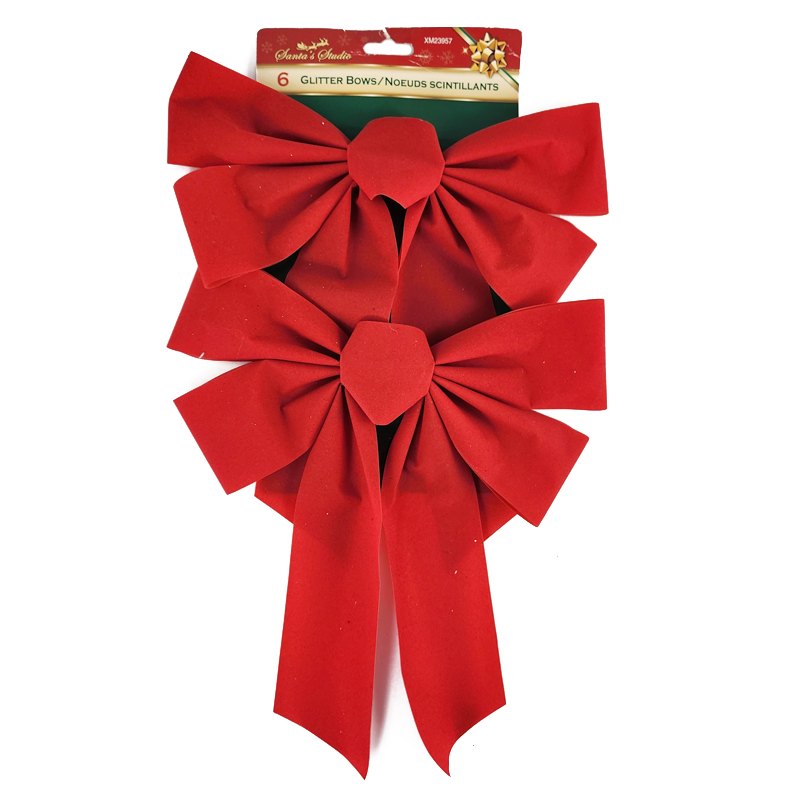 Christmas Bow Red Velvet 2pk 35x27cm