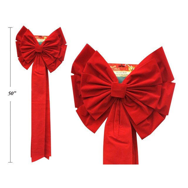 Christmas Bow Red Velvet 46x132cm