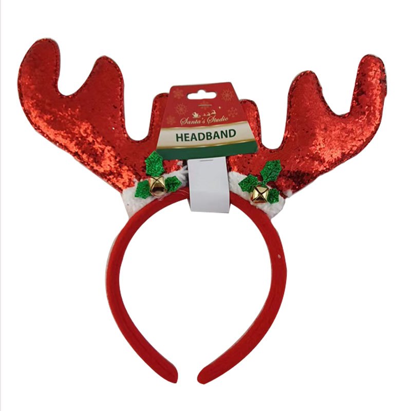 Christmas Headband Antler Red Glitter Adult
