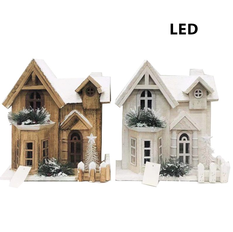 Christmas Wooden House 33cm 10LED