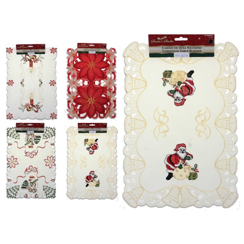 Christmas Table Placemat Embroidery 4 Assorted 28.5x49cm