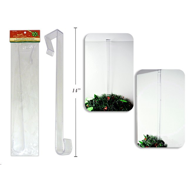 Christmas Wreath Hanger Clear Plastic 36cm