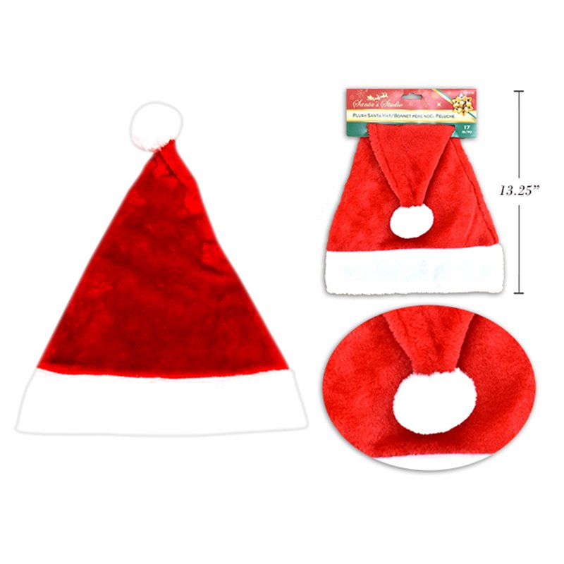 Christmas Santa Hat Plush with White Plush Trime 43cm