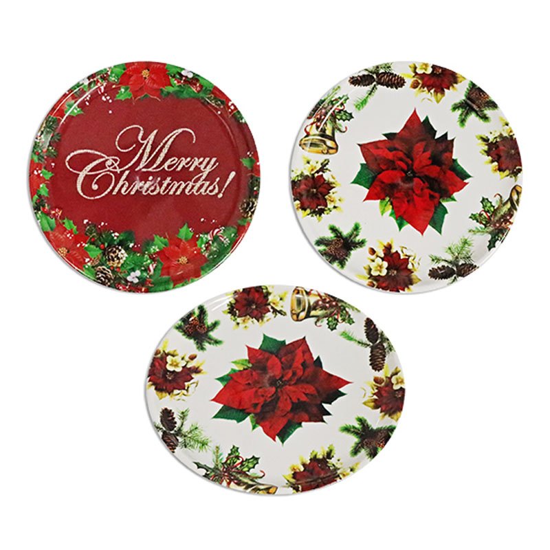 Christmas Plate Round 22cm 2 Assorted
