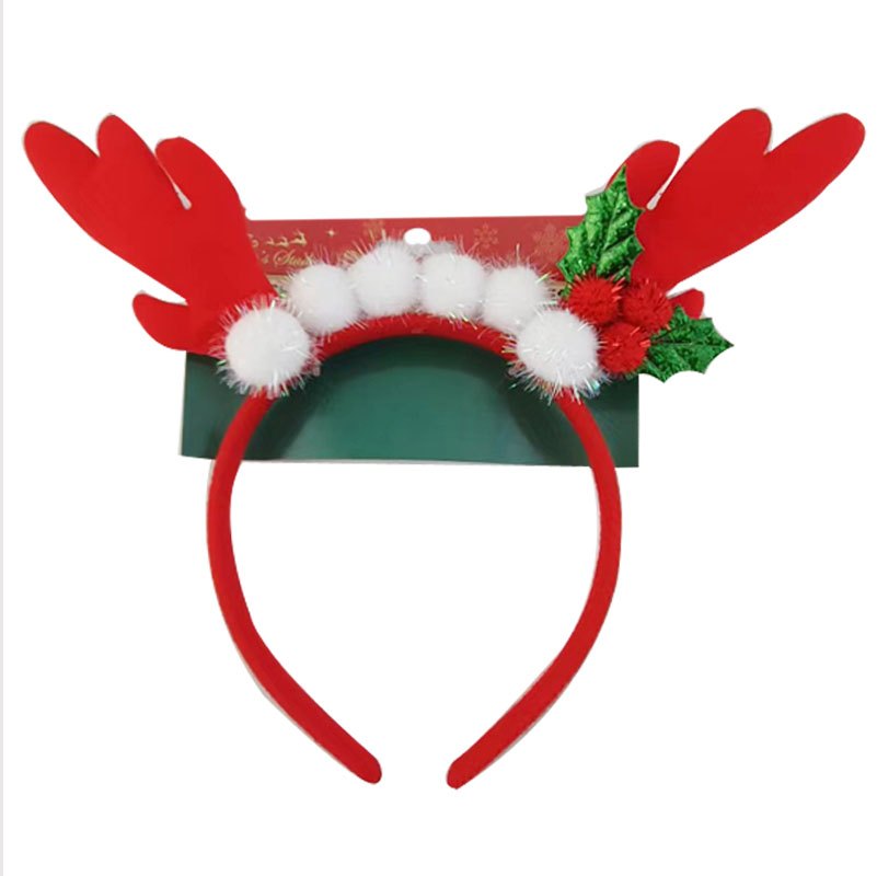 Christmas Headband Antlers with Pompoms