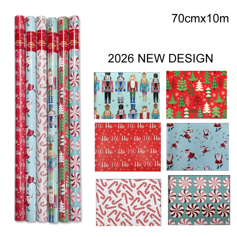Christmas Gift Wrap 70cmx10m 6 Assorted