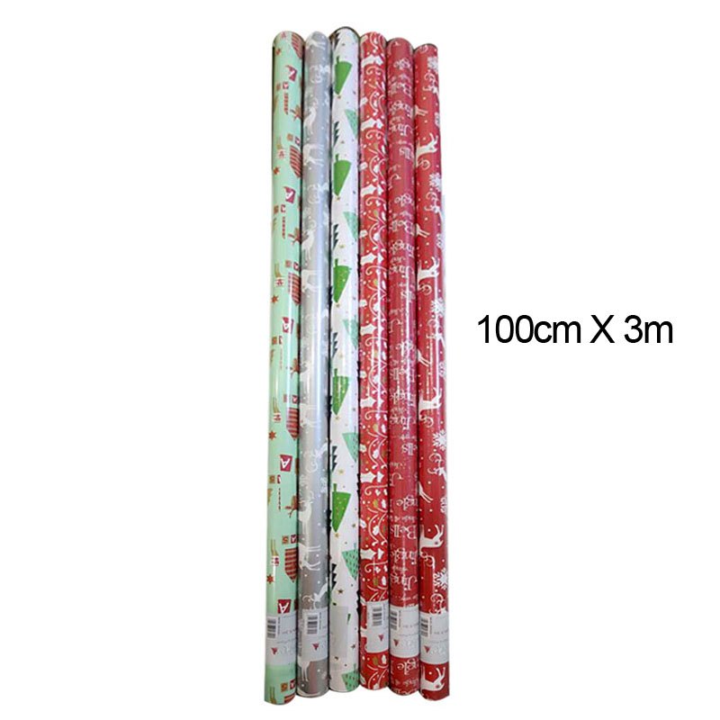 Christmas Gift Wrap 100cmx3m 6 Assorted
