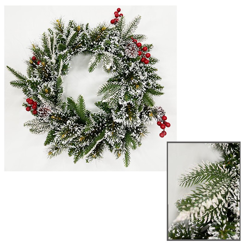 Christmas Wreath 50cm Pine Mixed with Cone&berries Glitter
