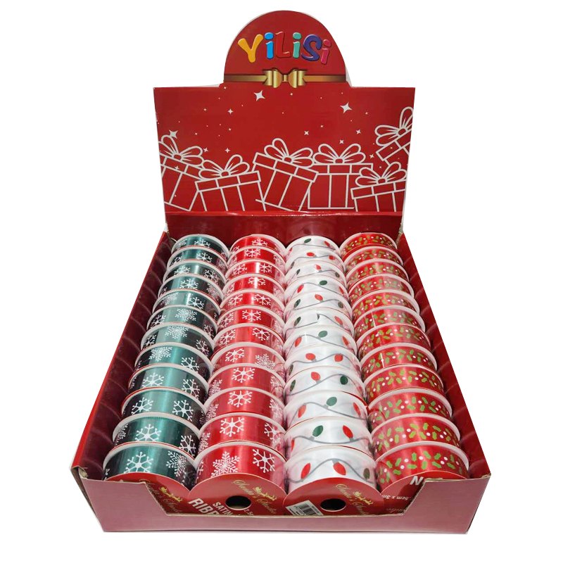 Christmas Ribbon Satin 2.5CMX3M 4 Assorted
