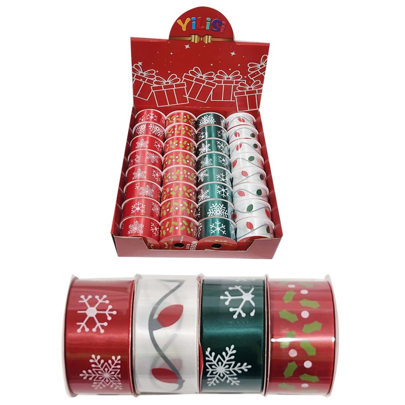 Christmas Ribbon Satin 3.8CMX3M 4 Assorted
