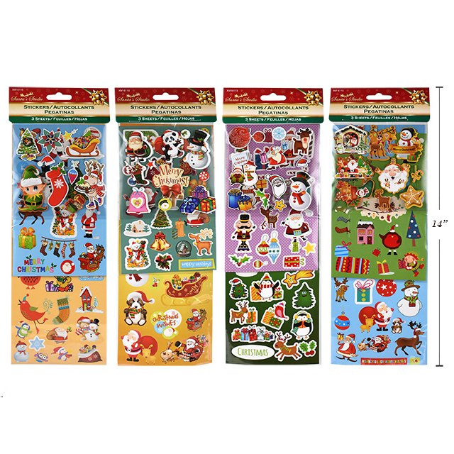 Christmas Sticker Pack 3-Shts 4 Assorted 11x11cm/18x11cm/29x11cm