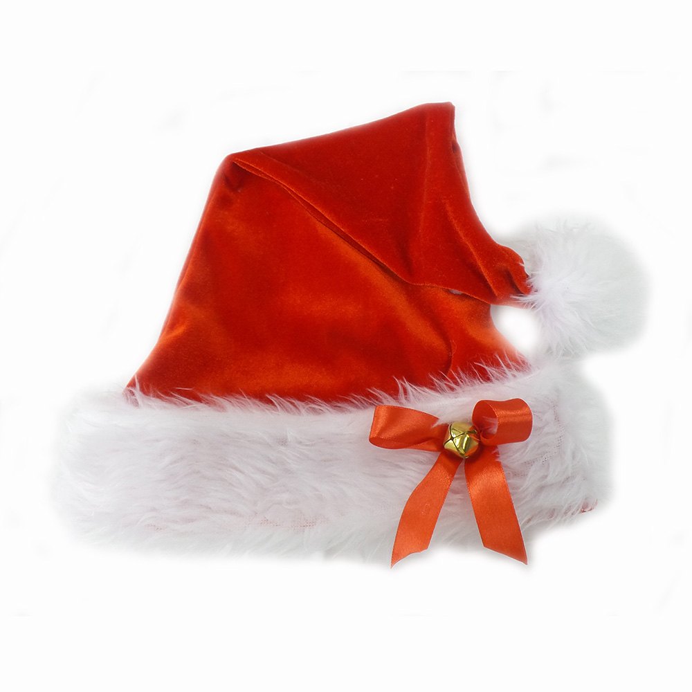 Christmas Santa Hat Deluxe Velvet Ladies with Bow&bell 30x50cm