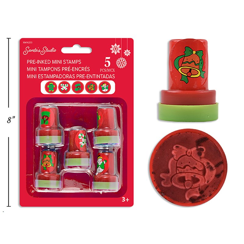 Christmas Stamps Mini Pre-inked 5pk