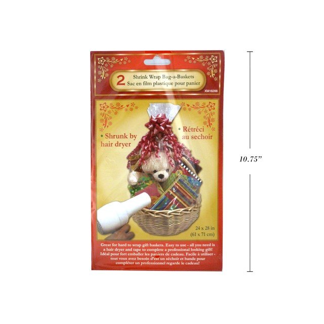 Christmas Basket Bags Clear with Twist Tie 2pk 56x64x20cm