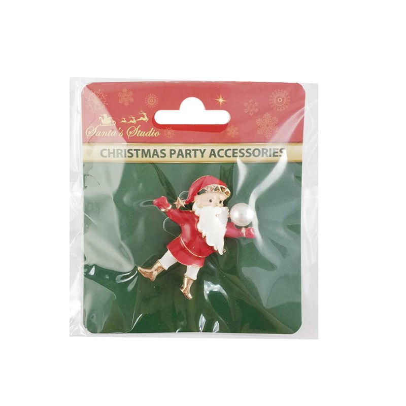 Christmas Brooch Santa with Pearl