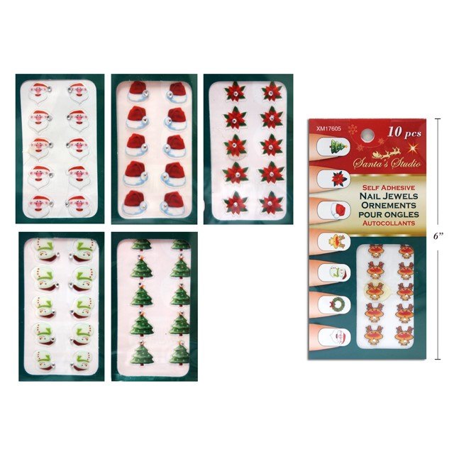 Christmas Nail Stickers 10pk Assorted