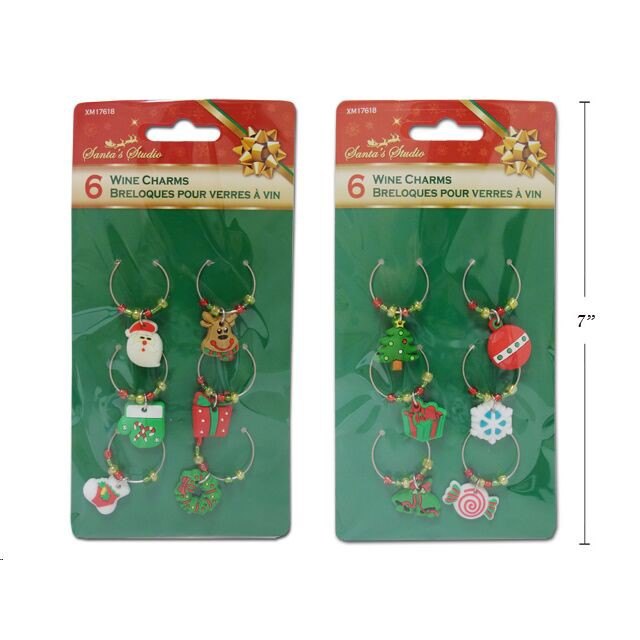 Christmas Wine Charm EVA Beaded 6pk