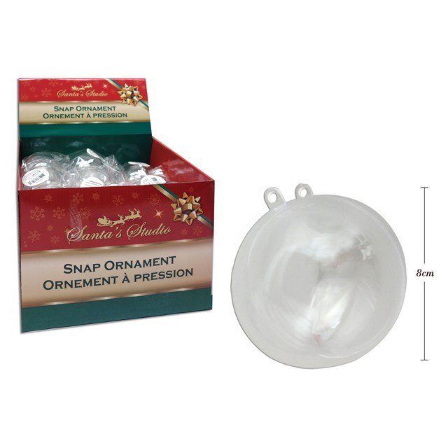 Christmas Craft Clear Snap Ornament Container 80mm