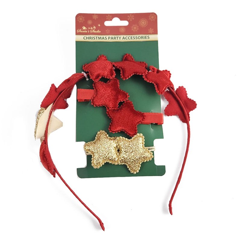 Christmas Hair 5pc Headband+hair Clips+hair Bands Star Dsn