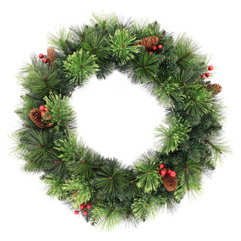 Christmas Wreath 60cm Blooming Pine Mixed Tips Cones & Berries