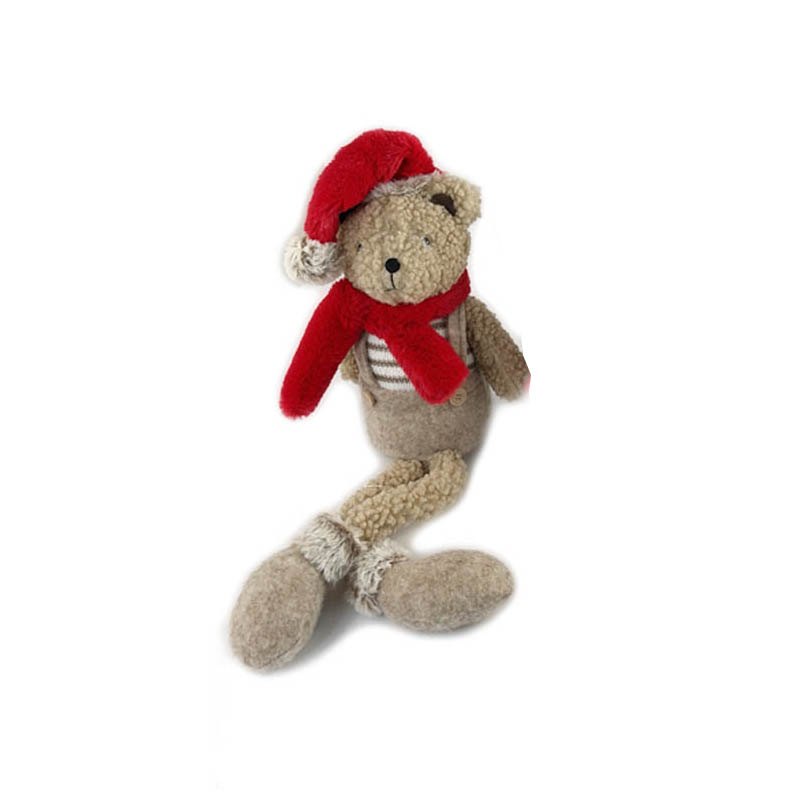 Plush Christmas Bear 16x12x20cm with Dangling Feet