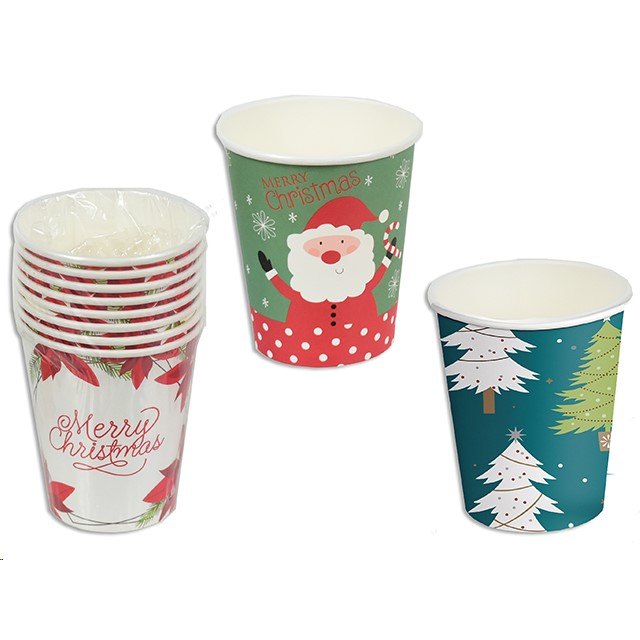 Christmas Paper Cups 8pk 9oz 3 Assorted