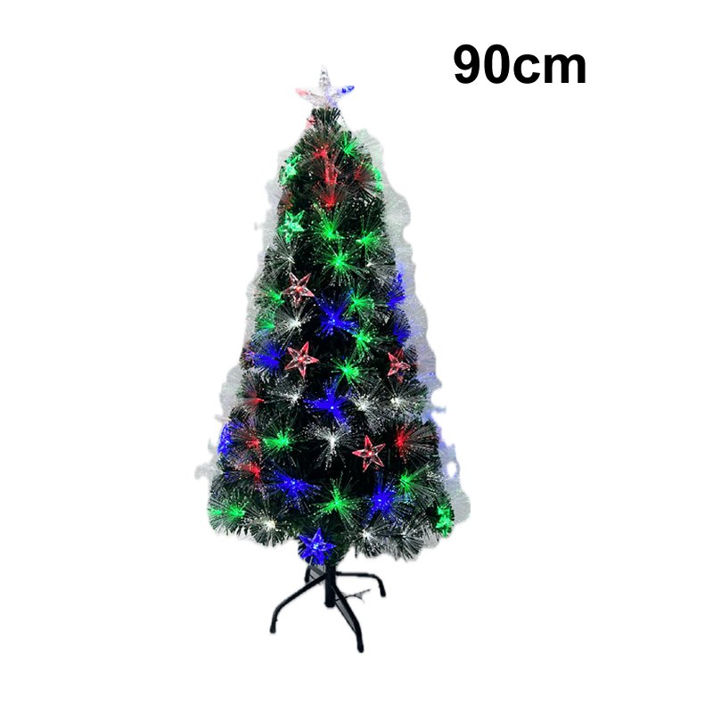 Christmas Tree Fibre Optic Green with Star Warmwhite/rgbw 90cm