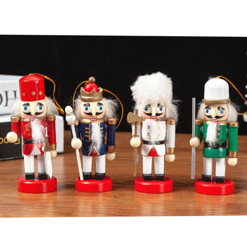 Christmas Wood Nutcracker 3.2x3.2x10cm Chubby 4 Assorted